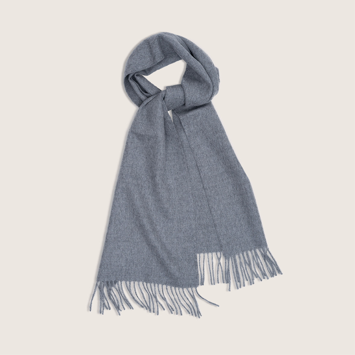 French brand Timothee Paris light grey clean baby alpaca scarf knotted