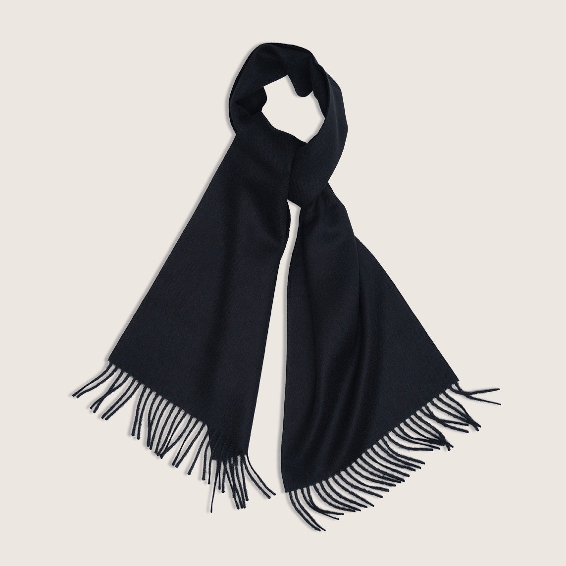French contemporary artisan brand Timothee Paris baby alpaca minimal scarf knotted black