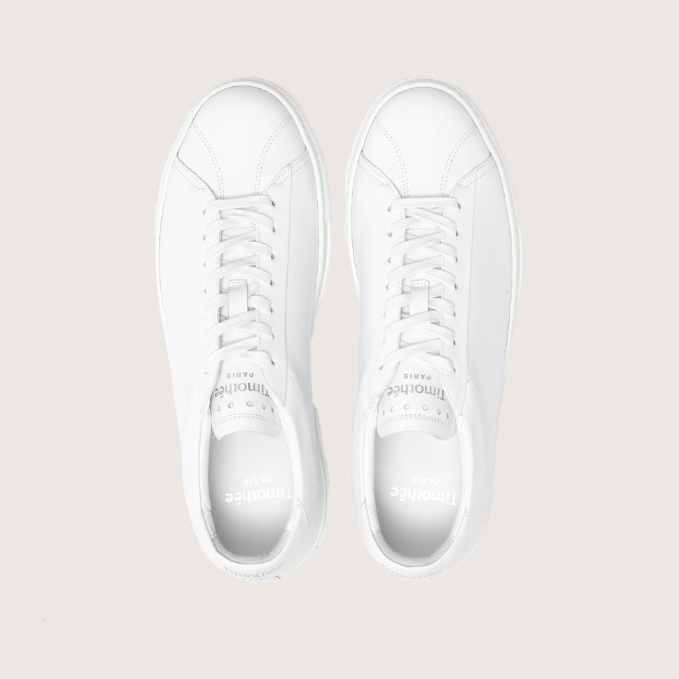 French shoe brand timothee paris premium white leather sneaker atlantique top view photo