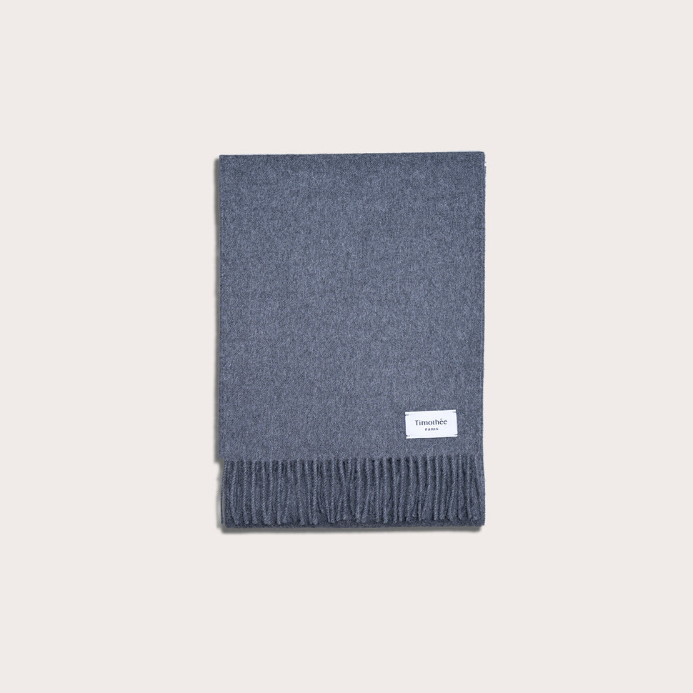 French contemporary artisan brand Timothee Paris dark grey clean baby alpaca scarf front image