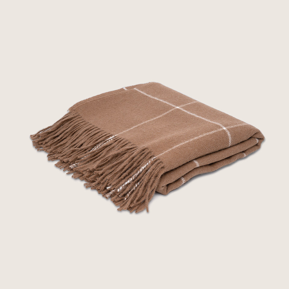 brown alpaca blanket by french-lifestyle brand timothee paris quarter  view