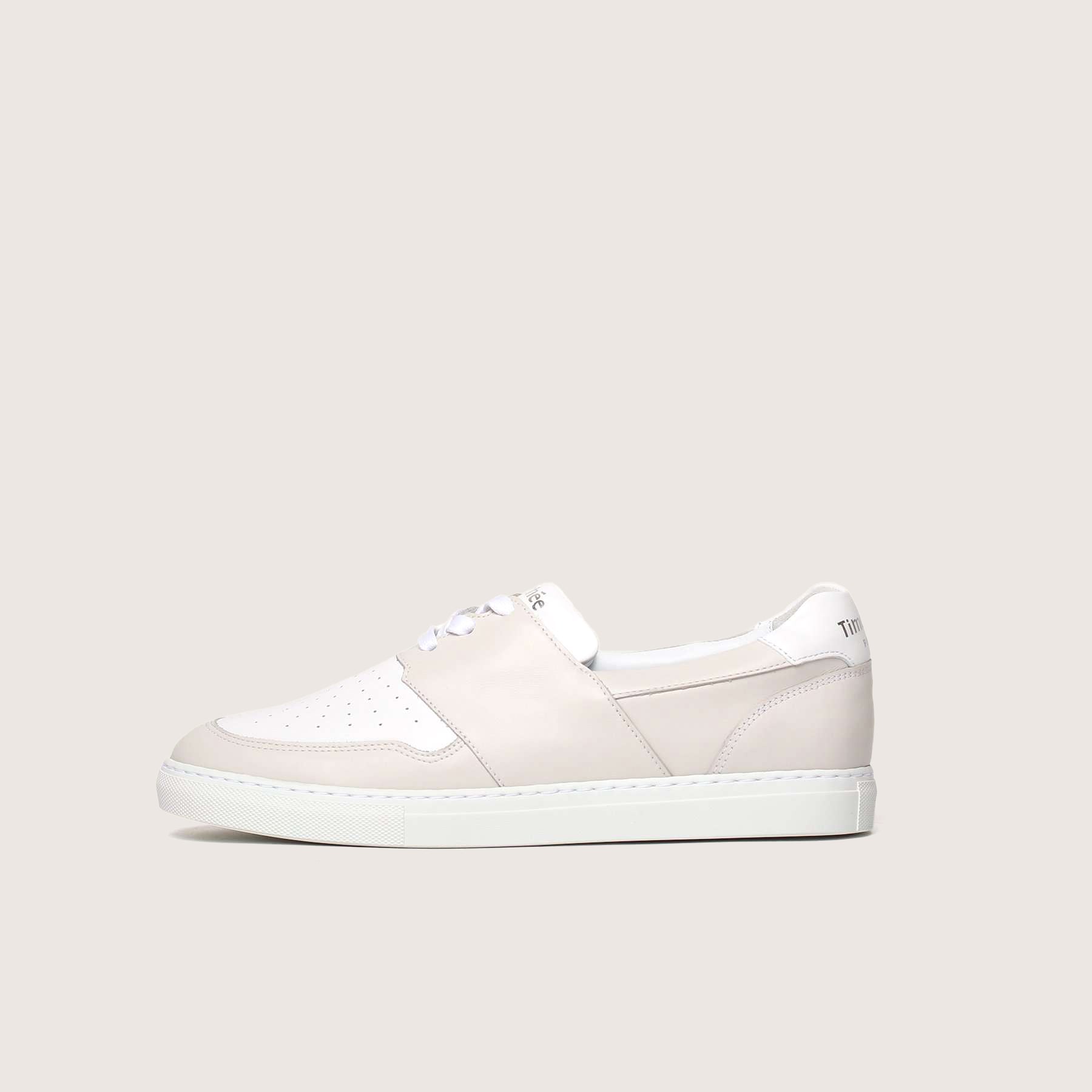Handcrafted sneaker PYLA vanilla white womens size by French brand Timothée Paris side photo