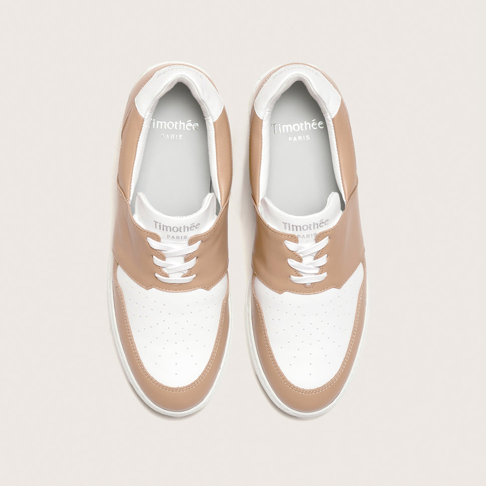 French shoe brand timothee paris sneaker pyla bi color white and tan top photo