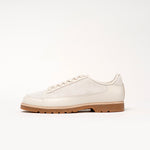 Timothée Paris White leather shoe yport with brown sole on a white background