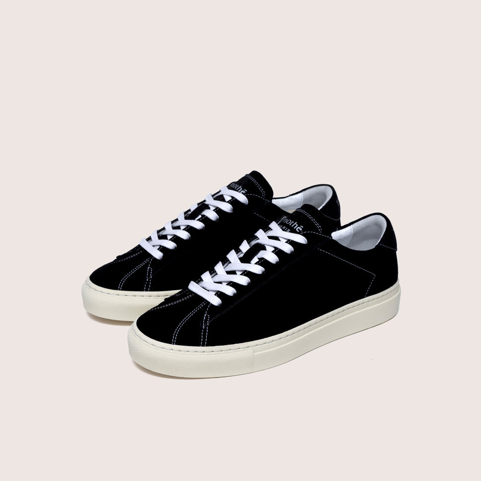 French handcrafted clean black suede sneaker Atlantique by timothee paris quarter photo 