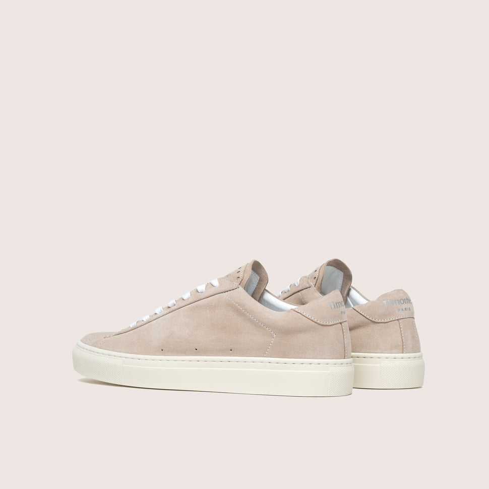 timothee paris sneaker atlantique with sustainable suede stone beige back photo