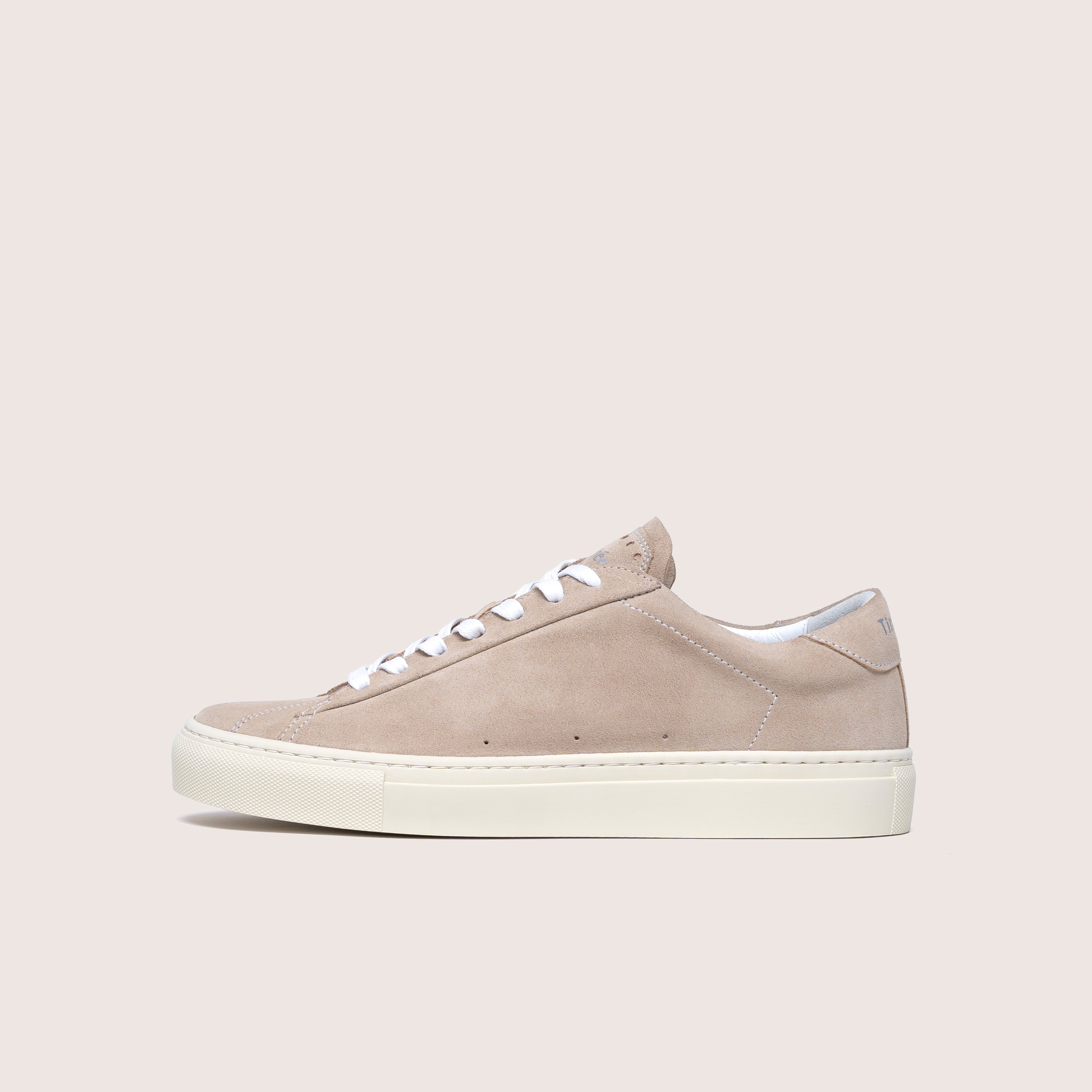 timothee paris sneaker atlantique with sustainable suede stone beige profile photo