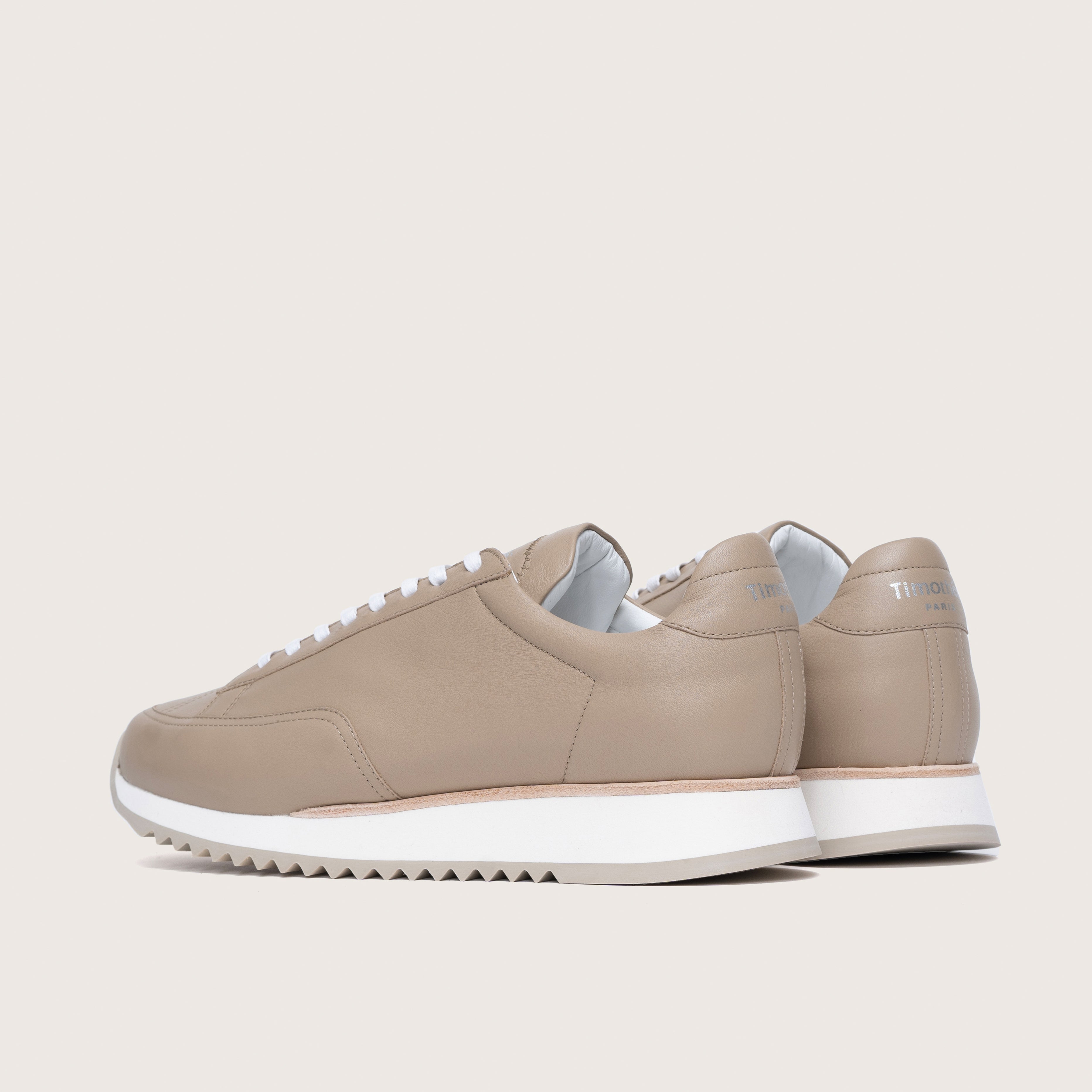 Timothee paris sneaker Cabourg Cloud taupe semi aniline leather white sole back photo