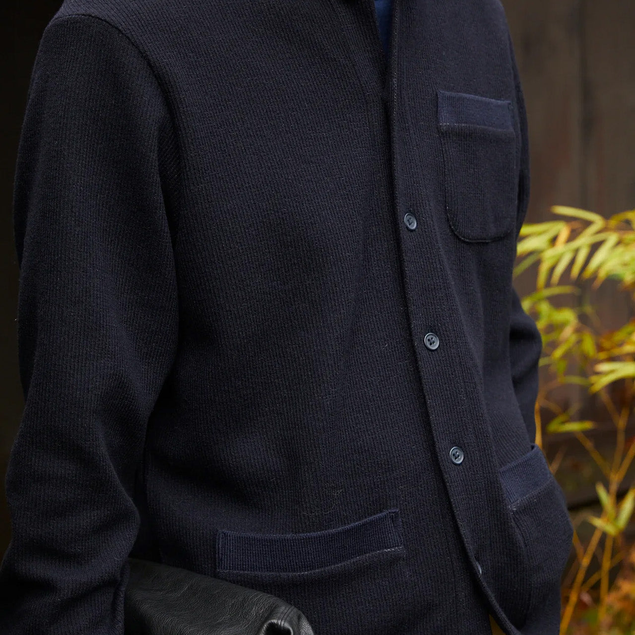 Japanese brand IKIJI wool and cotton cardigan jacket blouson navy color 