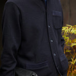 Japanese brand IKIJI wool and cotton cardigan jacket blouson navy color 