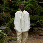 Japanese brand IKIJI Iconic wool drizzler jacket off white colour Kimono style open front