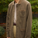 Japanese brand IKIJI cardigan wool cotton jacket olive green image photo