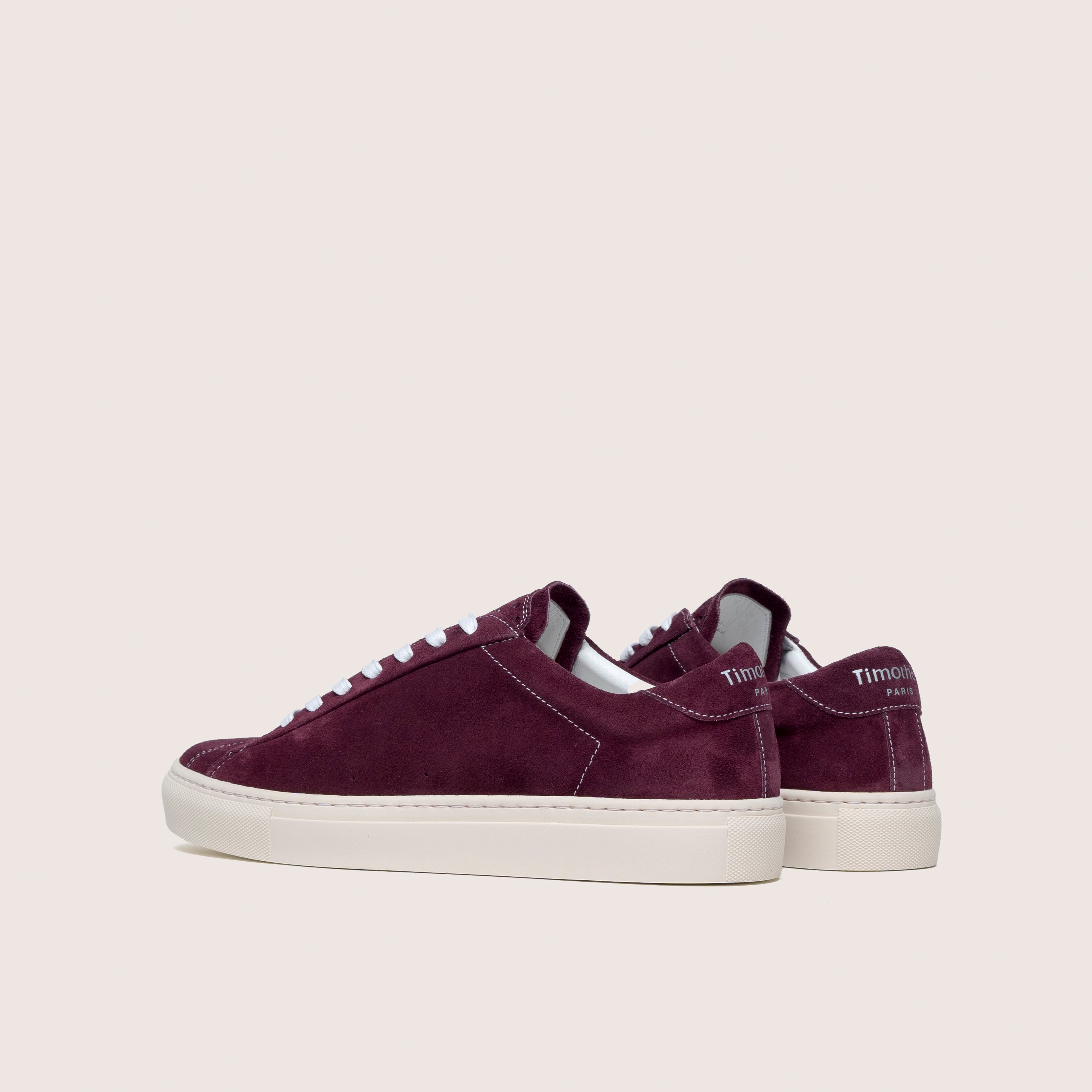 French minimalist clean bordeaux suede sneaker Atlantique by timothee paris back photo 