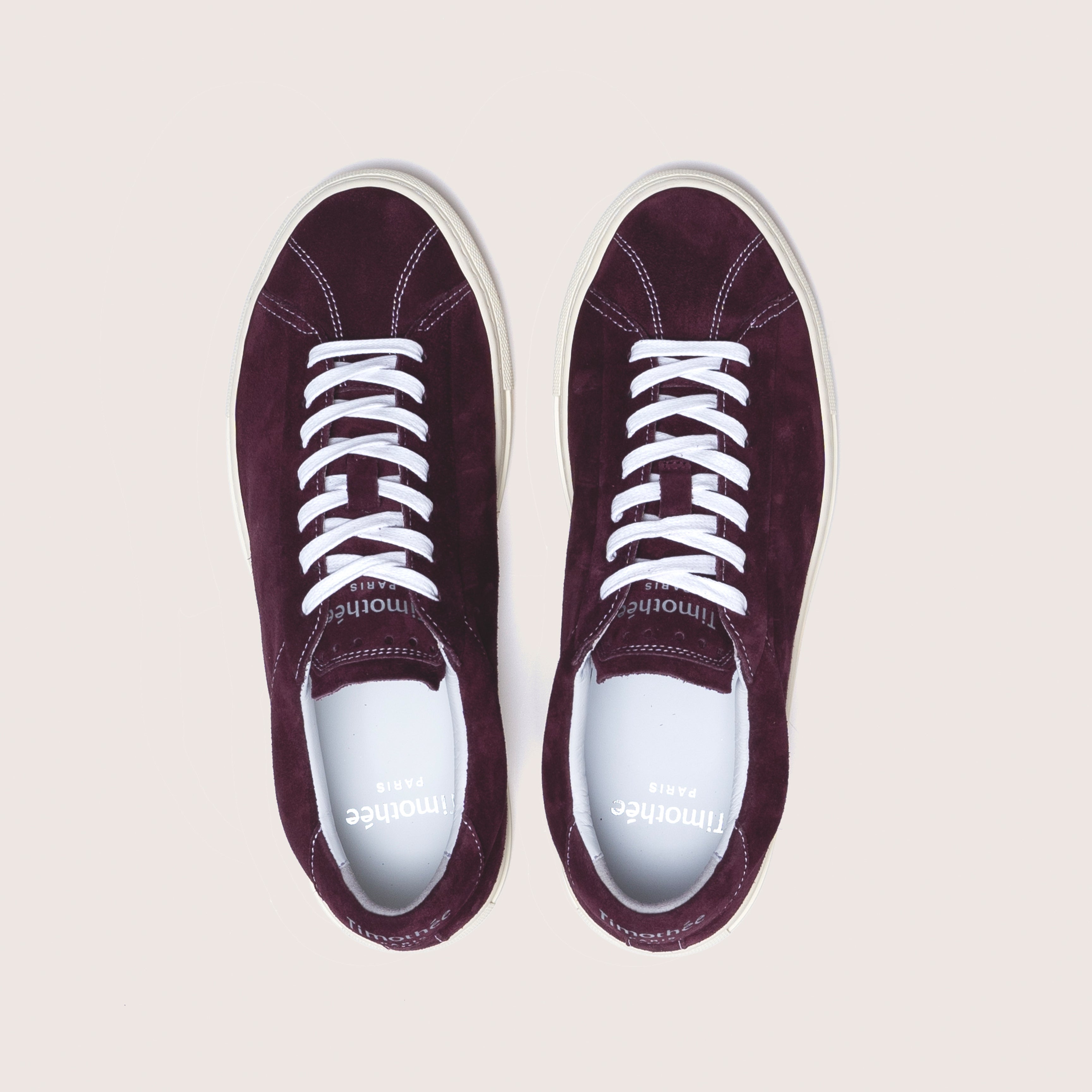 French minimalist clean bordeaux suede sneaker Atlantique by timothee paris top photo 