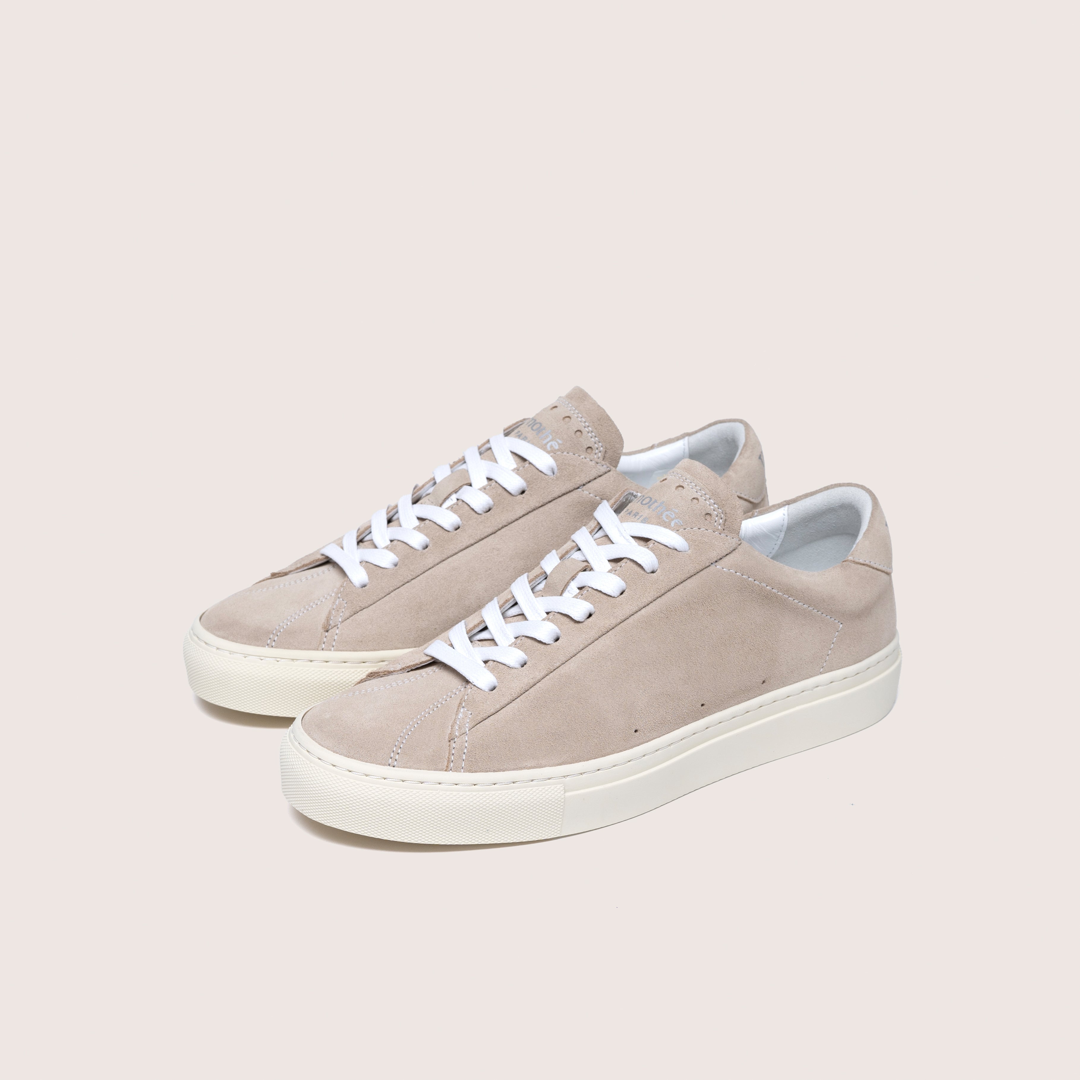 timothee paris sneaker atlantique with sustainable suede stone beige quarter photo