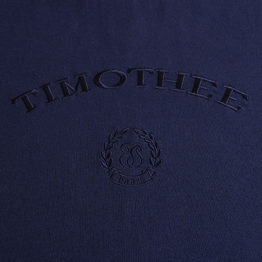 navy-short-sleeve-embroidered-timothee-paris-monogram-logo-oversized-tshirt-detail-closeup