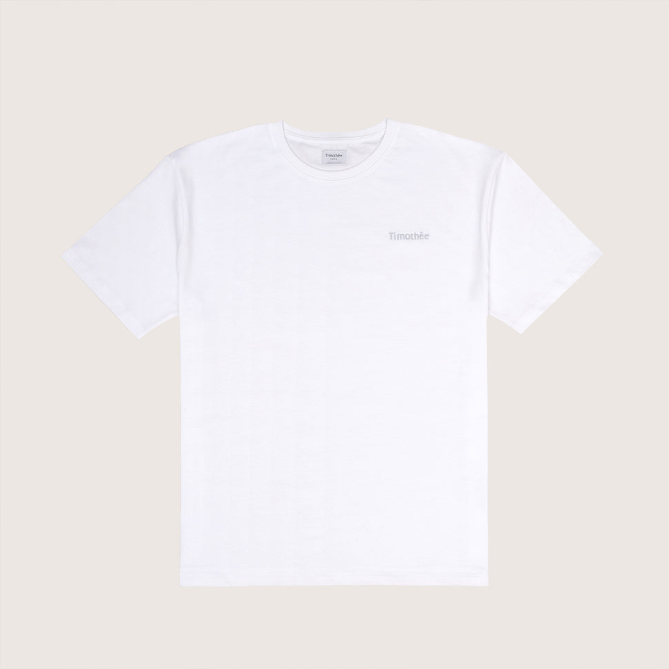 white-short-sleeve-embroidered-timothee-paris-logo-on-chest-oversized-tshirt-front-view-silver-grey