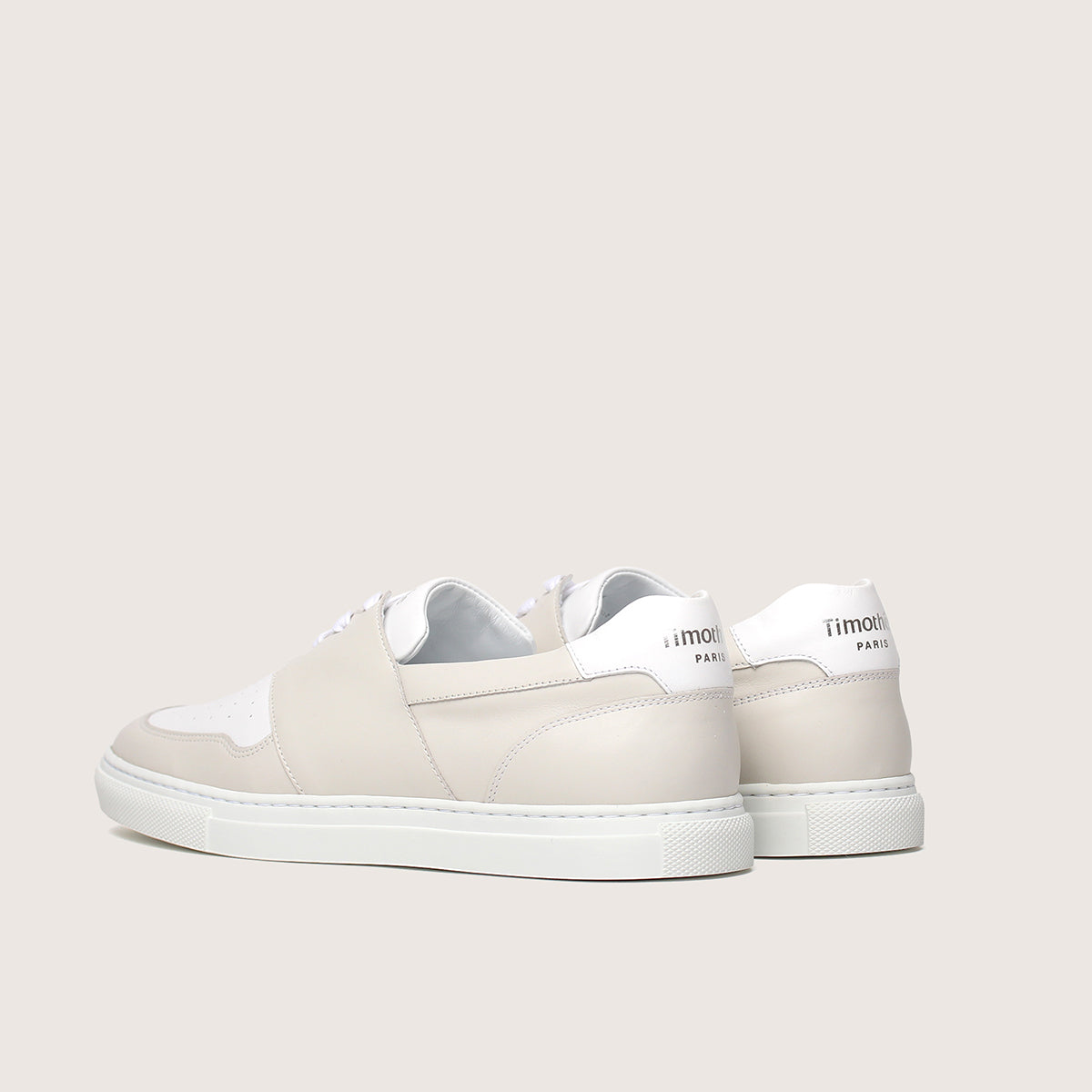 Handcrafted sneaker PYLA Vanilla white mens size by French brand Timothée Paris back photo