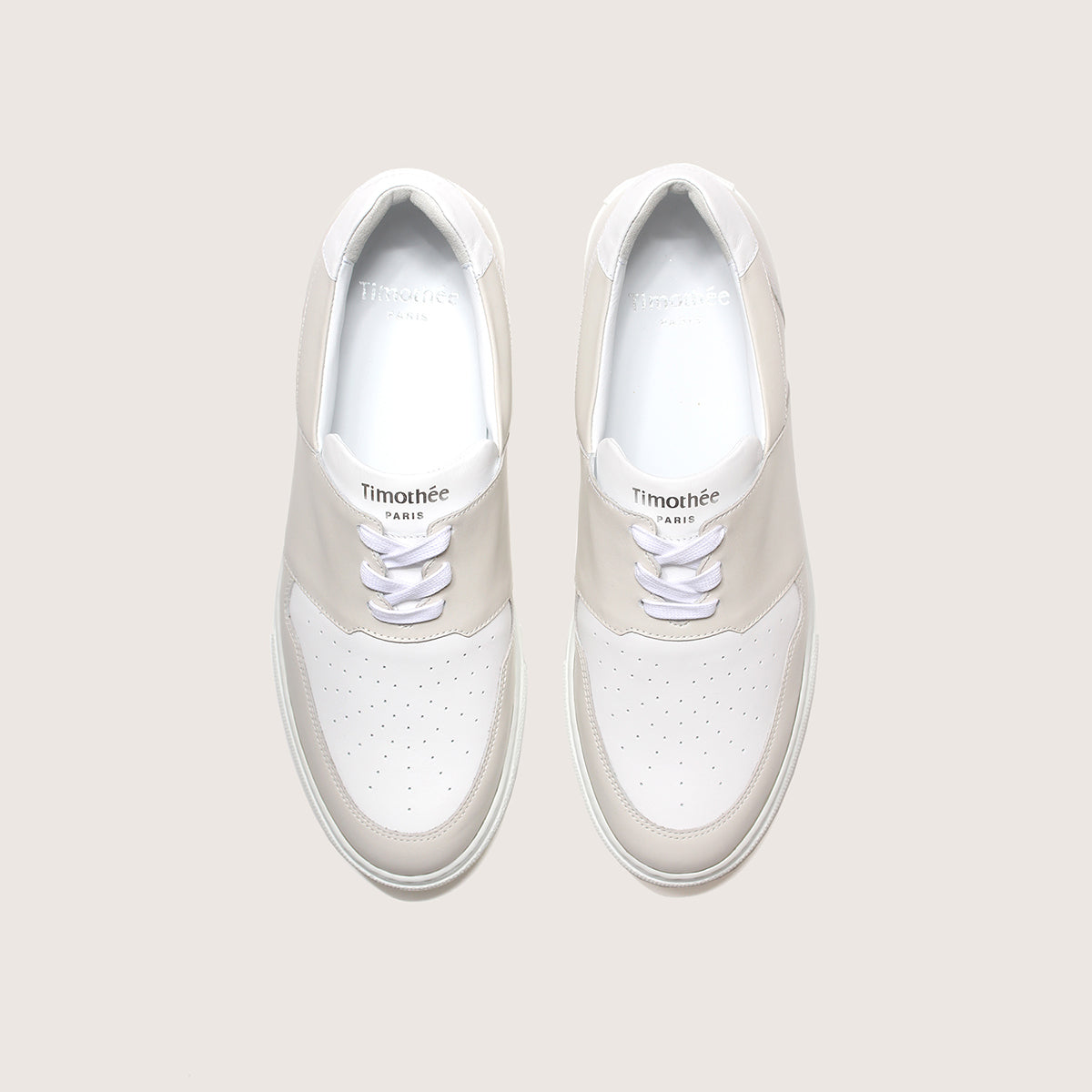 Handcrafted sneaker PYLA Vanilla white mens size by French brand Timothée Paris top photo