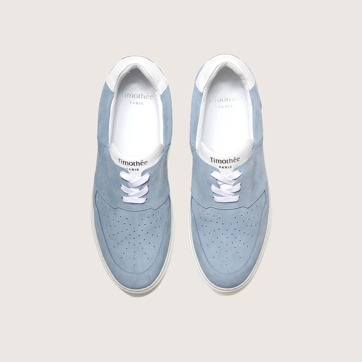 Handcrafted sneaker PYLA lagoon blue mens size by French brand Timothée Paris top photo