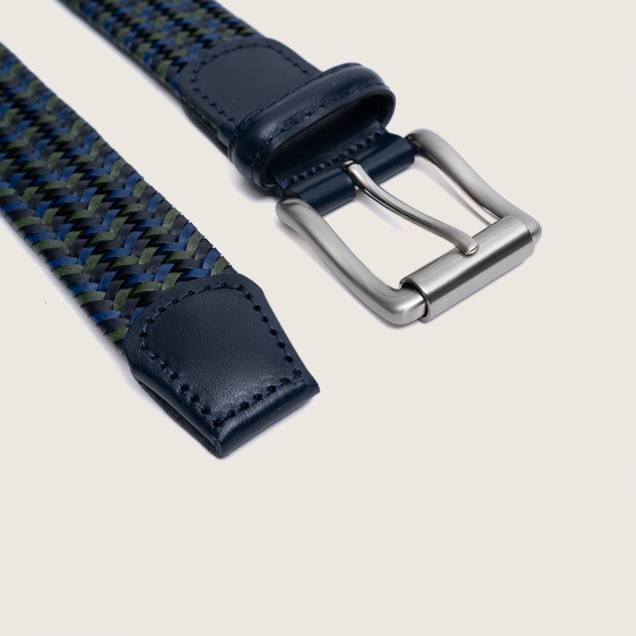 golf style braided belt multi color with silver buckle by french brand timothee paris