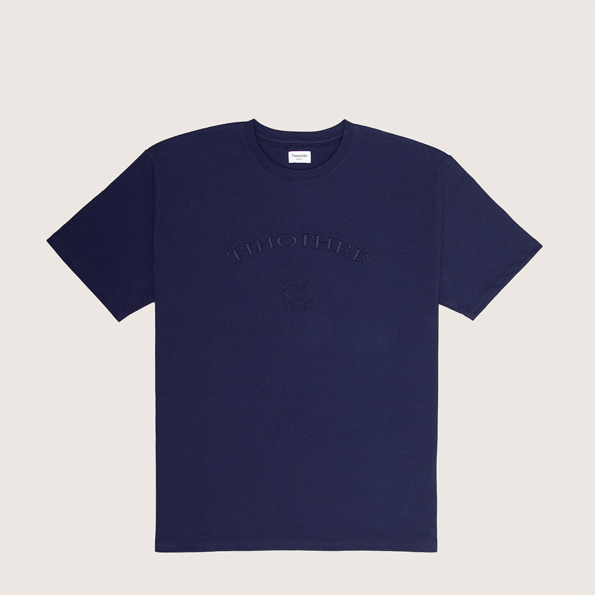 navy-short-sleeve-embroidered-timothee-paris-monogram-logo-oversized-tshirt-front-image