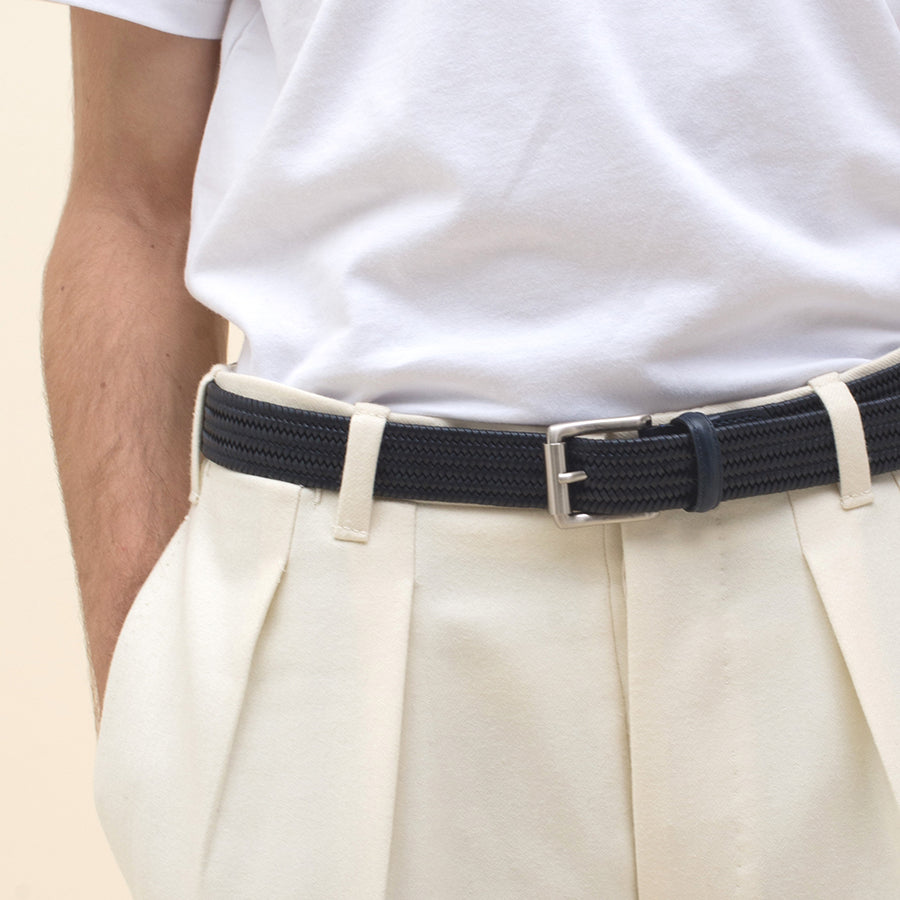 golf style braided belt elastic navy blue color by french brand timothee paris